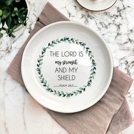 BAT Trang Ceramic Ring Dish, Lord is My Strength and My Shield Psalm 28:7 Scripture Gifts for Women, Bible Gifts, Christian Gifts, Inspirational Bible, Daughter Gifts from Mom, Encouragement Gifts