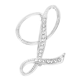 PATIKIL Letter Brooch Pins, Initial Letter l Rhinestone Broaches Metal Crystal Alphabet A-Z Lapel Pin for Women Jewelry Gift Suit Clothes Hat Dress Coat Craft, Silver Tone