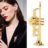 Gold Miniature Trumpet Shaped Lapel Brooch Pin Brass Exquisite Mini
