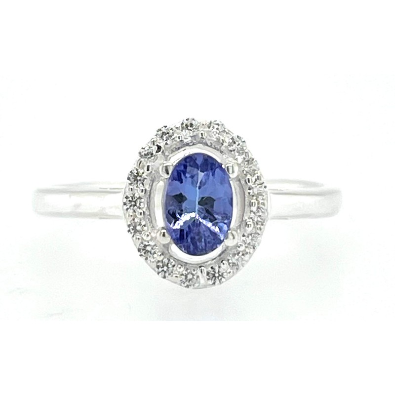 Genuine Blue Tanzanite 925 Solid Sterling Silver Engagement Ring Size