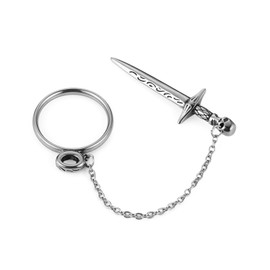 HZMAN Sword Ring for Men Women Stainless Steel Gothic Punk Plug-in Skull Dagger Rings Jewelry Gift, Metal, No Gemstone