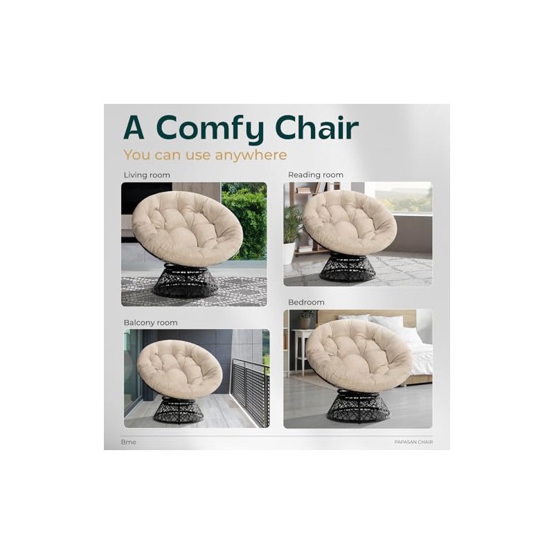 Bme Papasan Chair, Sephia Sand-Black Base