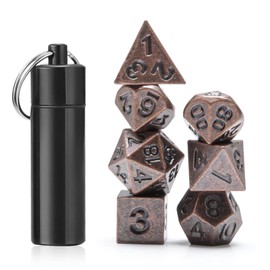 7Pcs Mini Dice Set, 6mm Micro Miniature Dice with Dice Case Tiny Small DND Dice Antique Bronze Metal D&D Dice Set Game Accessories Dice for Dungeon and Dragons RPG Board Games Tabletop Games