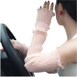 YAYAMIYA UV Protection Arm Cover, Ice Silk Arm Cover, UV Cut Arm Cover, Women's, Arm Cover, Lace, Finger Hole, Cute, Sweat Absorbent, Quick Drying, Arm Cover, Spring and Summer, One Size Fits Most,