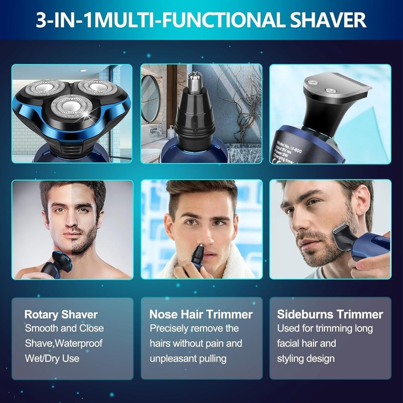 Viatia Electric Razors for Men – 3D Head Shavers, Wet