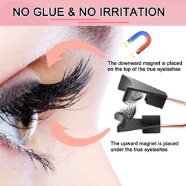 Magnetic Eyelashes, Magnetic Eyelashes Without Eyeliner, Reusable Magnetic Eyelash Set, Includes 3 Pairs of Different Style Magnetic Eyelashes, Magnetic Natural Look (3 Pairs)