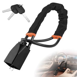 Steering Wheel Lock Car Steering Wheel Locks Seat Belt Lock Anti Theft Car Security Device with 3 Keys, Easy to Lock or Unlock Fits Most Vehicles Trucks SUV Vans (Black)