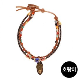 Buddhist Prayer Gemstone Leather Bracelet for Prosperity (Tiger Zodiac) - 12 Zodiac Animal Series Bracelet