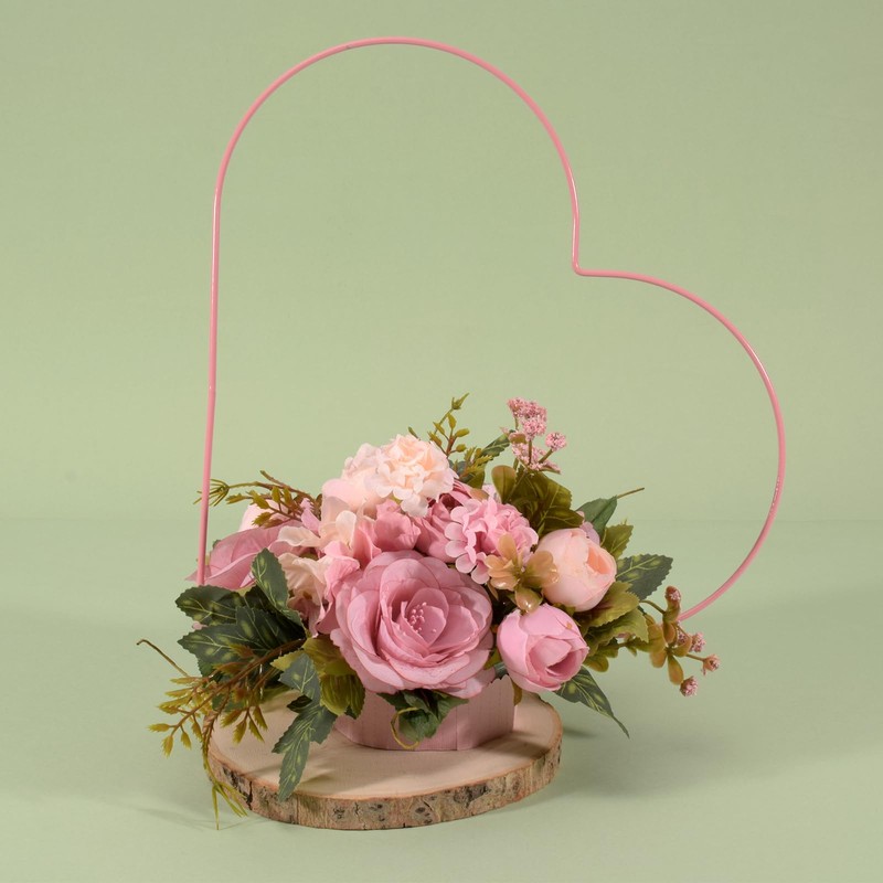 Vaessen Creative Heart-Shaped Metal Crafts, Baby Pink, Ø 15 cm