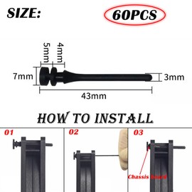 Fan Decoupler Rubber Buffer Pack of 60, 43 mm Rubber Fan Brackets, Black Anti Vibration Fixings for Fans, Low-Noise Rubber Fan Holder, for Fans, Case Fans, Fan Decoupling