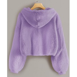 GAMISOTE Kids Girl's Fuzzy Hoodies Warm Loose Button Down Pullover Sherpa Jacket Top Purple