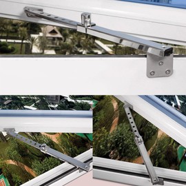 Window Hinges, Durable Aluminum Alloy Casement Window Stays, Windproof Concealed Window Stopper for Push Out Casement with Positioning Buckle (Type 04)