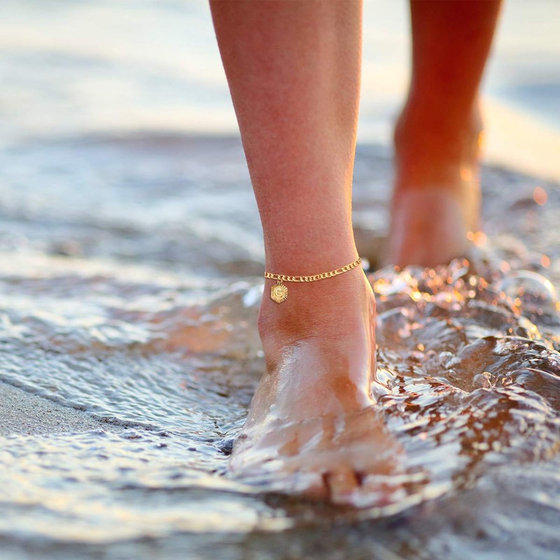 Gold Anklet Adjustable Flat Ankle Chain Summer Beach Jewellery 4.5mm