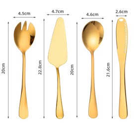 CHUANGOU 4 Stück Edelstahl Besteck，Messer Gabel Löffel Utensilien Set，für Restaurants,Hotel,Party,Buffet.（golden）