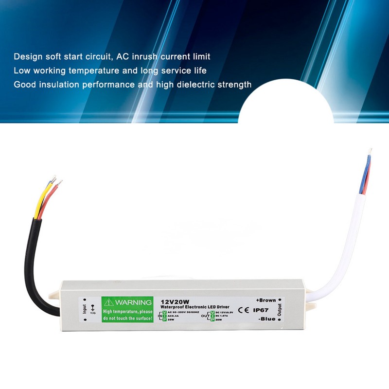 12V 20W Outdoor Waterproof LED Power Supply LED Driver Switch