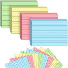 400 Pcs Revision Cards & Flash Cards Ruled Index Notecards with 4 Metal Binder Rings Multicolor Kraft Paper Study Cue Cards for School, Home & Office Exam Prep