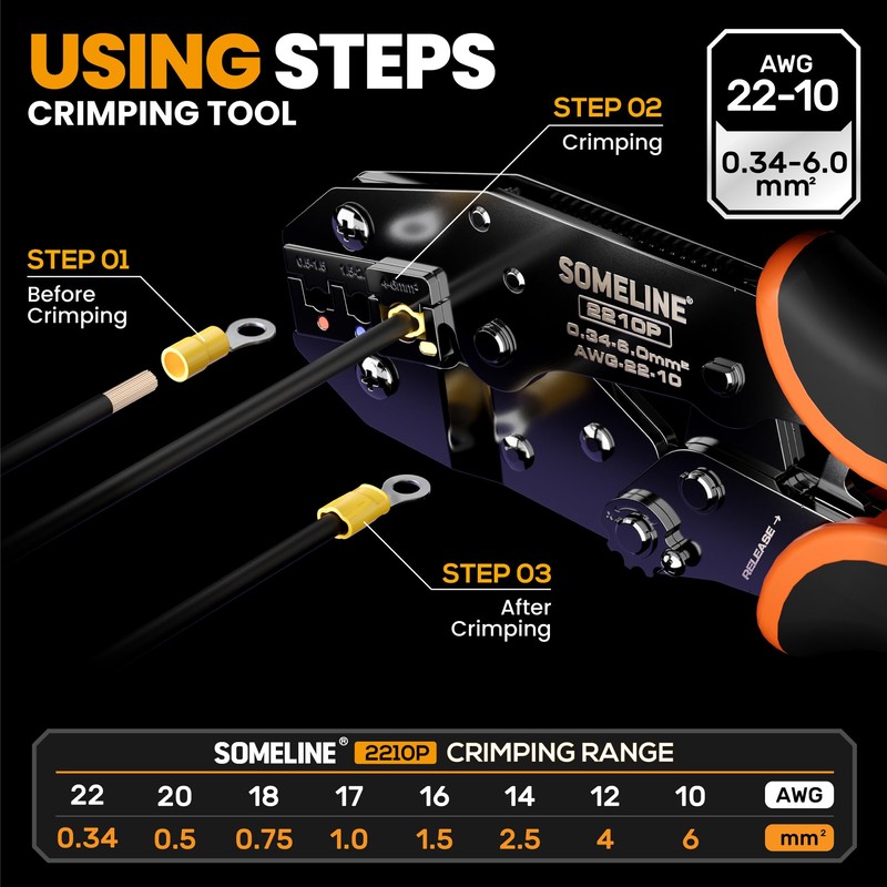 SOMELINE Wire Terminals Crimping Tool, with 45 Sizes Insulated Ratcheting