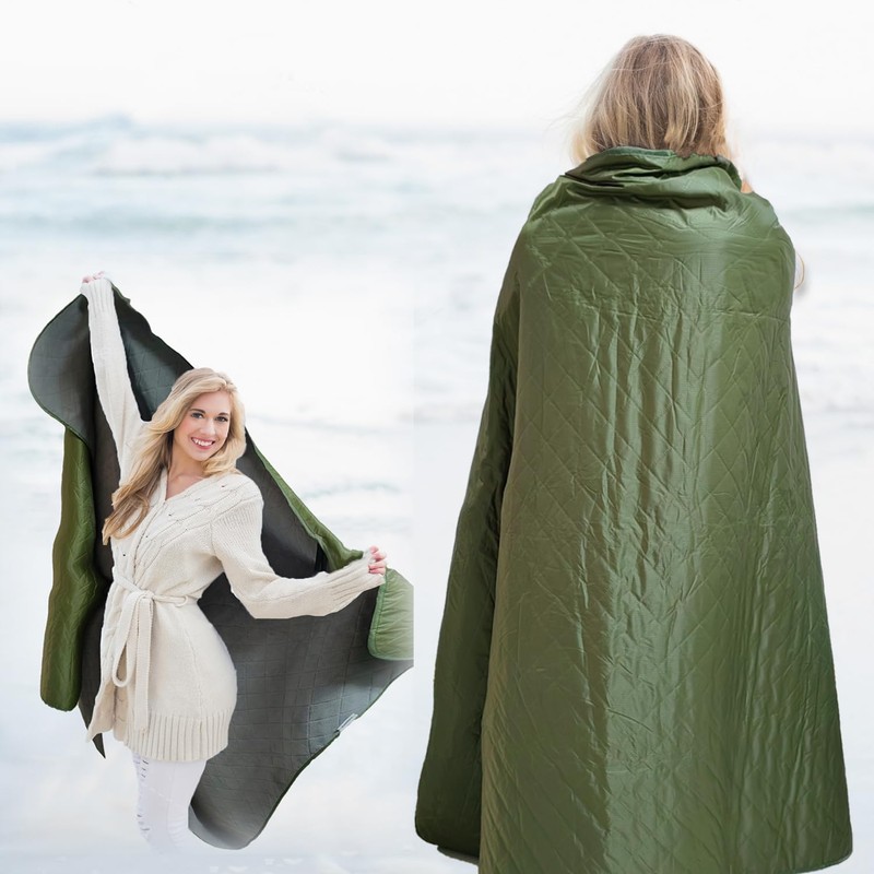 Zabiltro Large Outdoor Waterproof Blanket-Quilted Extra Thick Fleece Windproof Warm