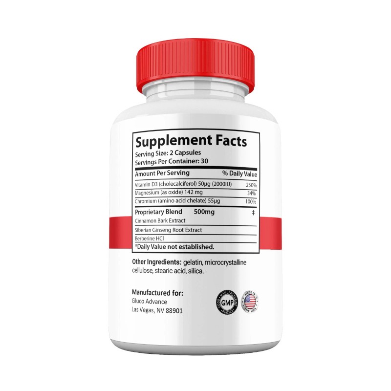 Gluco Advance Capsules, Max Strength Blood Support Supplement (1 Pack)