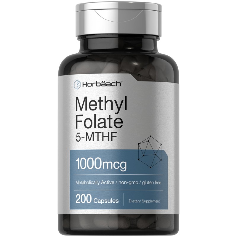 Horbäach Methyl Folate Supplement | 1000 mcg | 200 Capsules