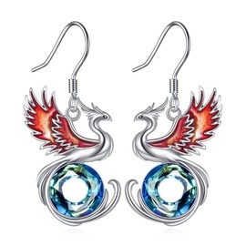 ZPMMPZ Phoenix Earrings 925 Sterling Silver Animal Dangle Earrings Crystals Jewelry Gifts for Women