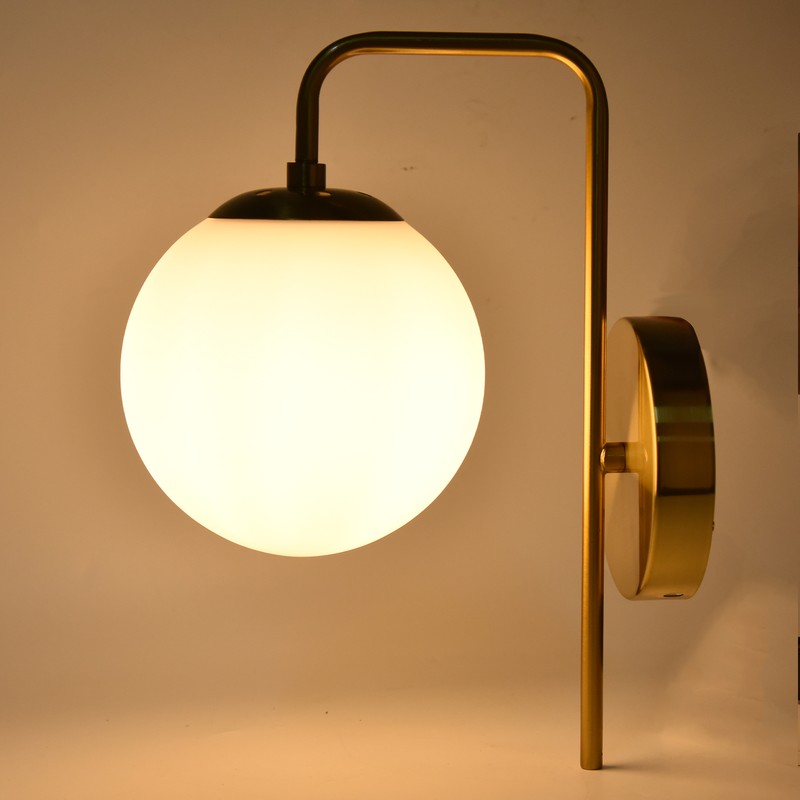 Nordic Modern E27 Glass Ball LED Wall Light Frosted Texture