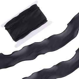 CABODYALS 10M Black Chiffon Ribbons Transparent Organza Sheer Silk Clear Mesh Yarn Classic Ribbon Trim Roll with Spool for Sewing Making Clothes Dress Skirts Wedding Decor DIY Crafts Supply