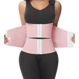 SHAPSHE Waist Trainer for Women Workout Waist Cincher Trimmer Belly Belt Segmented Tummy Control Body Shaper Triple Wrap Pink