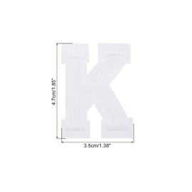 QUARKZMAN Letter K White Iron On Patch Sew On Embroidered Appliques 4.7cm/1.85" Hot Melt Gluing Process Pack of 9
