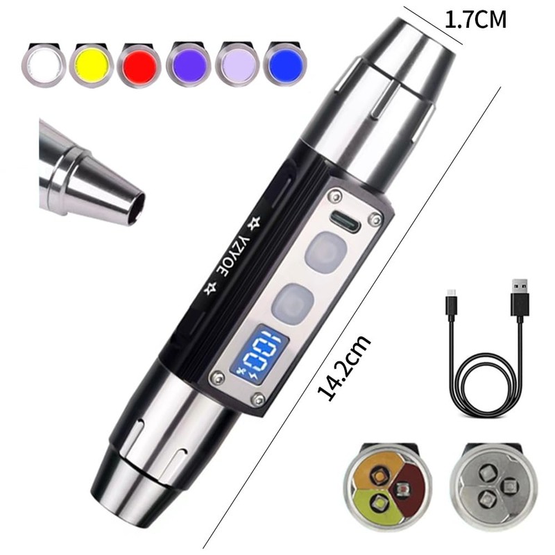 YZYOE 6 LED Jade Identification Flashlight, Outdoor Jewelry Mineral Detection