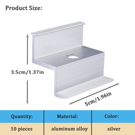 Pack of 10 Aluminium End Clamps, PV Solar Panels, Solar Panel Mounting for Solar Panel, Aluminium End Clamp, Solar Panel Clamp, Solar Photovoltaic Bracket (Silver)