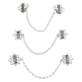 VALICLUD Collar Clip Scarf Pin Chain Brooch Chain Badge Suit Chain Brooch Suit Chain Corsage Sweater Clips for Cardigans Zinc Alloy Silver, Zinc alloy, zinc alloy