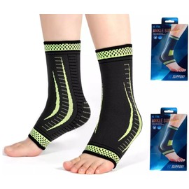 Generico 2 Ankle Wraps for Men and Women - Elastic Compression Ankles - Sports Band for Distortion, Running, Football and Sports - Breathable and Non-Slip (M, Black)