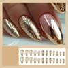 RUOKEXIN Almond Press on Nails Medium Fake Nails Gold Glitter