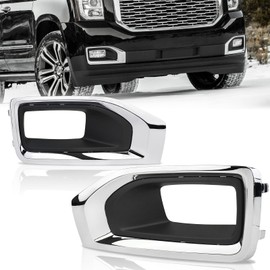 ZJUSDO Fog Light Bezels Compatible with GMC Yukon & Yukon XL 2015-2020 Driver & Passenger Side Chrome Front Fog Lamp Trim Covers