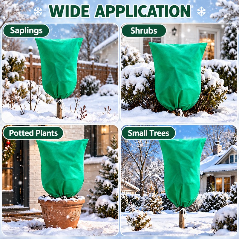 Drawstring Plant Frost Protection Covers for Outdoor Trees and Shrubs