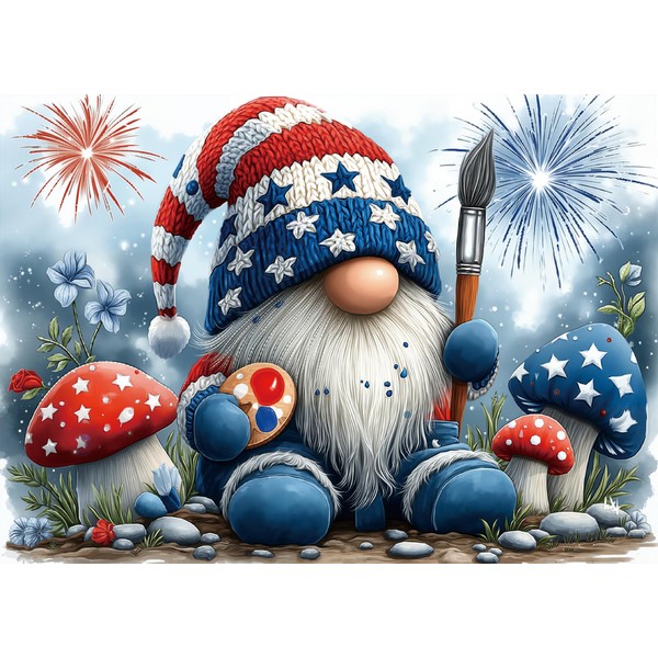 Patriotic Gnome Puzzles for Adults 1000 Pieces Magic Flower Mushroom