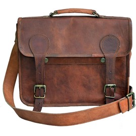 9" small Leather messenger bag shoulder bag cross body vintage messenger bag for women & men satchel man purse