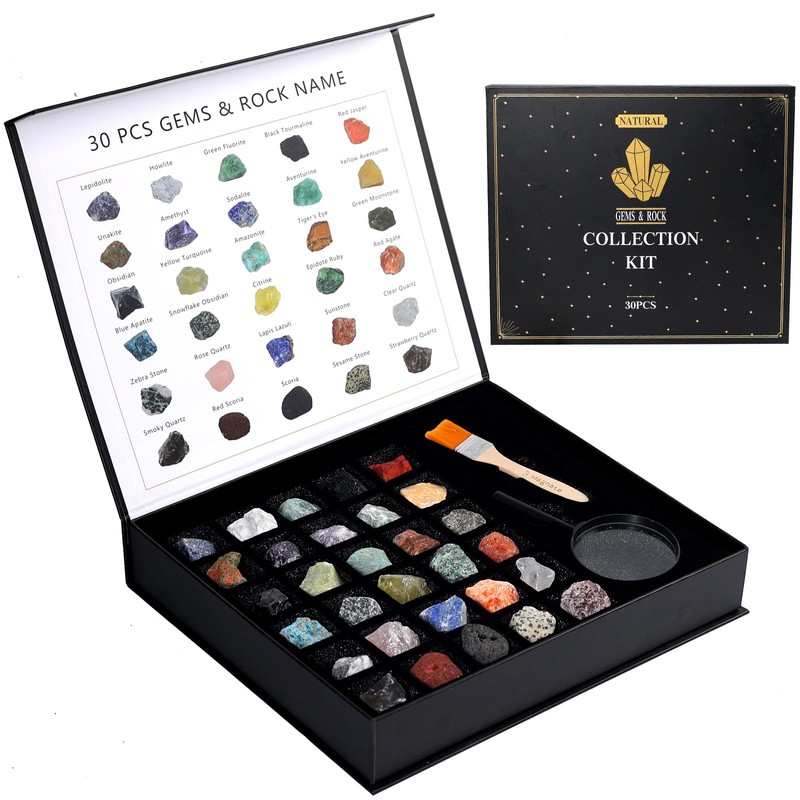 Rock Collection for Kids - 30 Pcs Rocks, Gemstones &