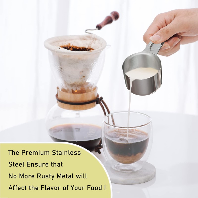 BERYLER 1PCS 3/4Cup (180ml, 6oz) Single Measuring Cup, Stainless Steel