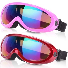 Yizerel Ski Goggles, Pack of 2, Snowboard Goggles for Kids, Boys & Girls, Youth, Men & Women, with UV 403 Protection, Wind Resistance, Anti-Glare Lenses, New Edition