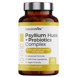 4000mg Fibre Supplement Psyllium Husk Capsules with Probiotics - 20 Billion CFU with 5 Strains - Soluble Fibre with Added 100mg Inulin - Gut Health Supplements for Adults - High Fiber Supplement