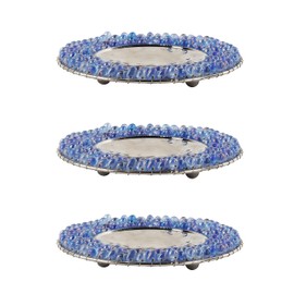 Blue Beaded Candle Stand - Set of 3