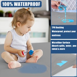 Waterproof Mattress Protector King Size, 2 Pack Breathable Mattress Cover, Fitted Deep Pocket Mattress Pad Cover Stretches up to 21 Inches, Soft Noiseless Bed Cover