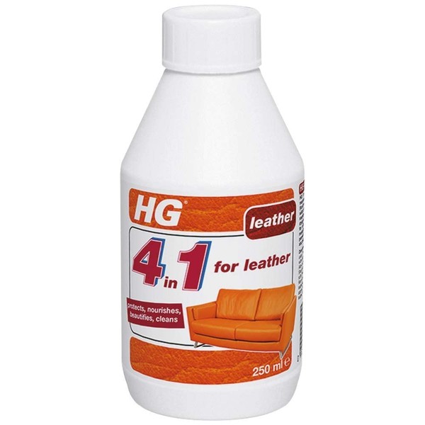 HG 4-in-1 Leather Cleaner, Premium Leather Cleaner and Conditioner to Restore & Nourish Leather Furniture & Accessories, Effective Leather Polish, Leather Treatment Protects Against Stains - 250ml