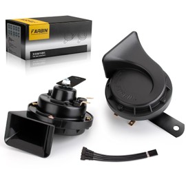 FARBIN Horns Auto Horn 12V Car Horn Loud Dual-Tone Waterproof Electric Snail Horns Kit Universal for Any 12V Vehicles Black (Black horn, 12v)