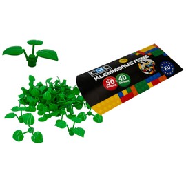 CMC imports 20 mattoncini da costruzione a morsetto, compatibili con 3 grandi foglie, fiori, per giardino, città, decorazione foresta, verde 6255