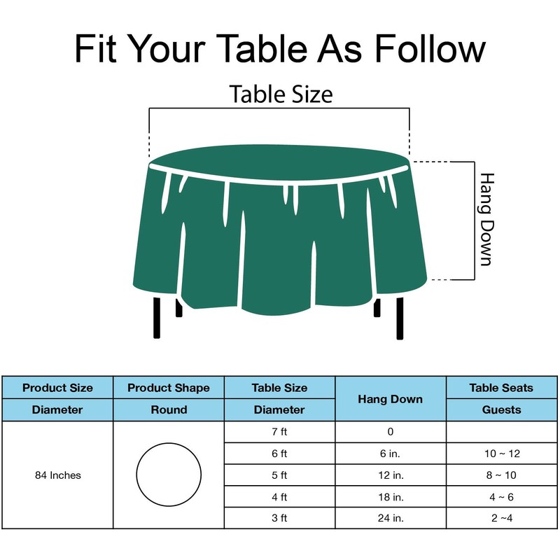 Dark Green PEVA Tablecloths 2 Pack - 84 Inch Circle,
