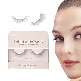 Kiss Pestañas Postizas Naturales The New Natural 12mm  1 Par, Look No Makeup, Ligeras y Reutilizables, Premio InStyle 2024                            