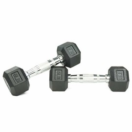Titan Fitness 5 LB Pair Free Weights, Black Rubber Coated Hex Dumbbell, Ergonomic Cast Iron Handle, Strength Training